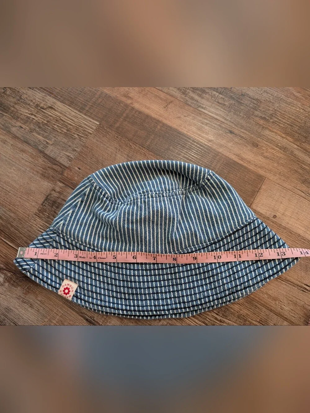 Damson Madder Cotton Washed Denim Stripe Bucket Hat